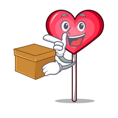 Kutu kalp lolipop karakter karikatür vektör çizim ile