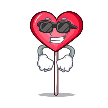 Süper cool kalp lolipop karakter karikatür