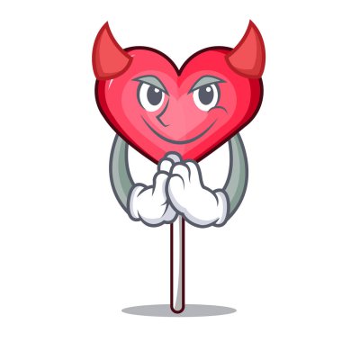 Şeytan Kalp lolipop maskot çizgi film