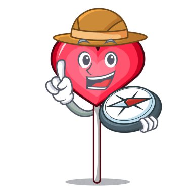 Explorer kalp lolipop maskot çizgi film