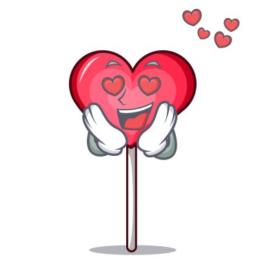 Aşk kalp lolipop maskot karikatür