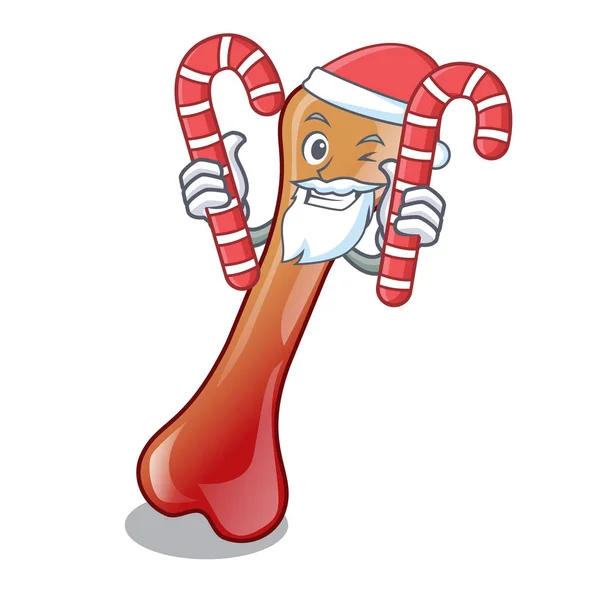 Santa con caramelo hueso jalea caramelo mascota de dibujos animados — Vector de stock