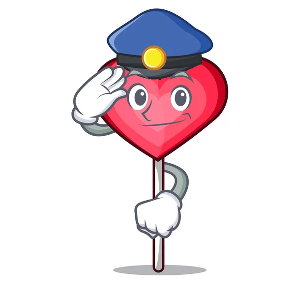 Polícia coração pirulito personagem cartoon — Vetor de Stock