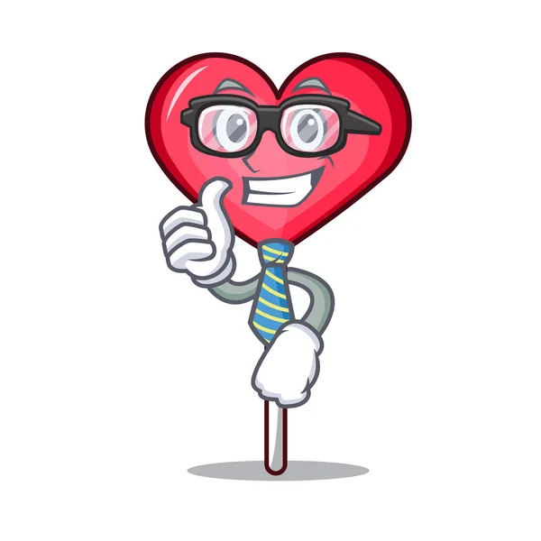 Homme d'affaires coeur sucette personnage dessin animé — Image vectorielle