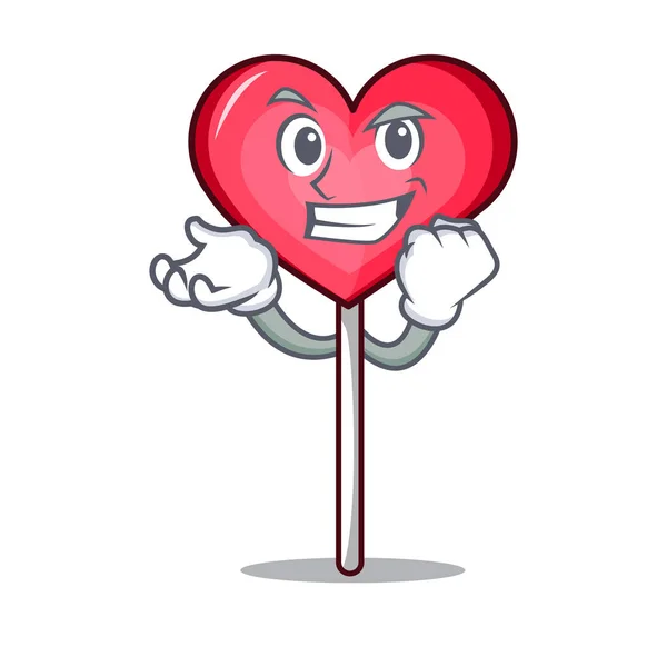 Succesvolle hart lollipop karakter cartoon — Stockvector