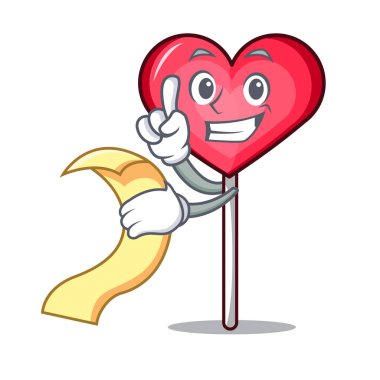 Menü kalp lolipop maskot karikatür ile