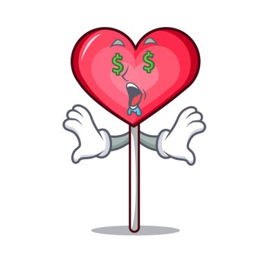 Para göz kalp lolipop maskot çizgi film