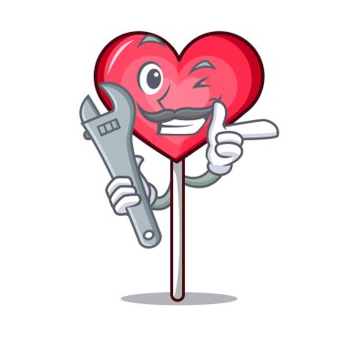 Mekanik kalp lolipop maskot çizgi film