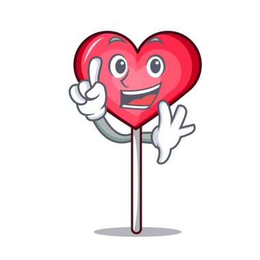 Parmak kalp lolipop maskot çizgi film