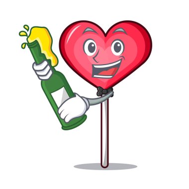 Bira kalp lolipop maskot karikatür ile