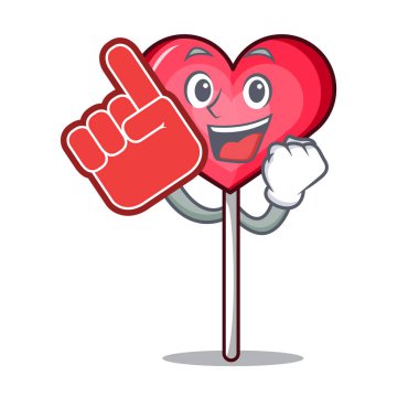 Köpük parmak kalp lolipop maskot çizgi film