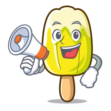 Megafon limon dondurma karakter karikatür ile