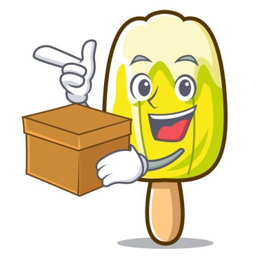 Kutusu limon dondurma karakter karikatür ile