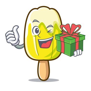 Hediye limon dondurma maskot karikatür ile