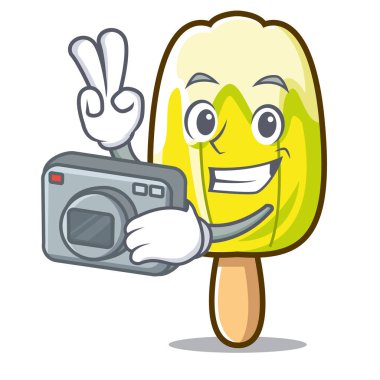 Fotoğrafçı limon dondurma maskot çizgi film