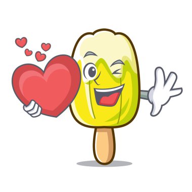 Kalp limon dondurma maskot karikatür ile