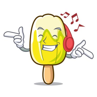 Dinleme müzik limon dondurma maskot çizgi film