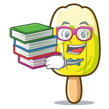 Öğrenci kitap limon dondurma maskot karikatür ile