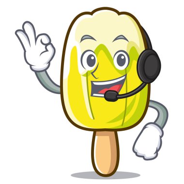 Kulaklık limon dondurma maskot karikatür ile