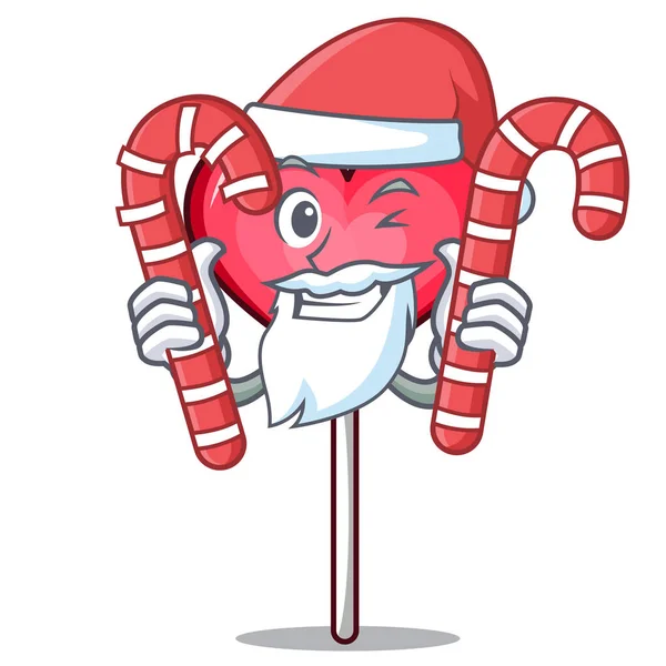 Santa şeker kalp lolipop maskot karikatür ile