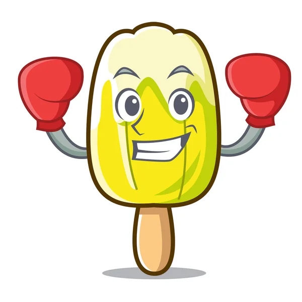 Boxe limão sorvete personagem desenhos animados —  Vetores de Stock