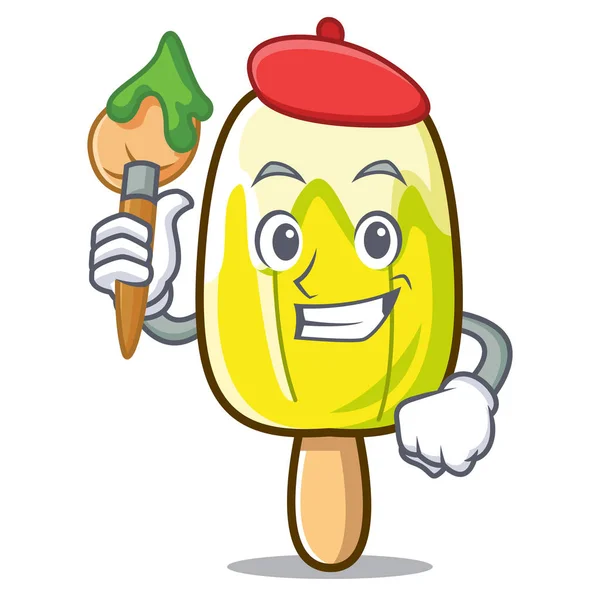 Artiste citron crème glacée personnage dessin animé — Image vectorielle