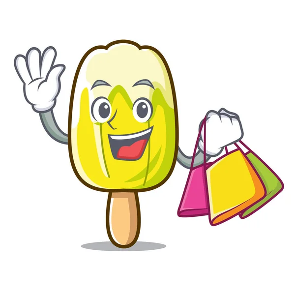 Shopping limone gelato personaggio cartone animato — Vettoriale Stock