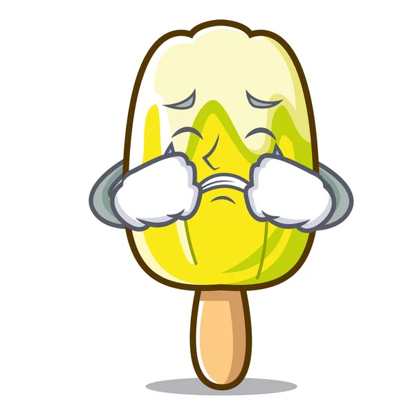 Crying lemon ice cream mascot cartoon — Stock Vector