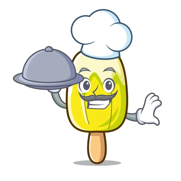 Chef dengan makanan lemon es krim maskot kartun - Stok Vektor