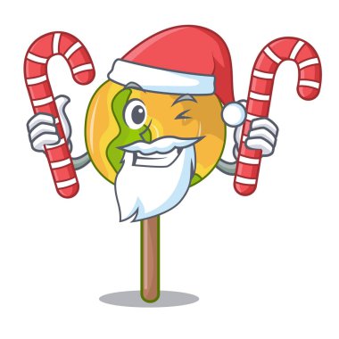 Santa şeker şeker elma maskot karikatür ile
