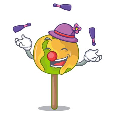 Şeker elma maskot karikatür hokkabazlık