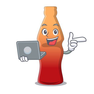 Dizüstü kola şişe jöleli şeker karakter karikatür ile