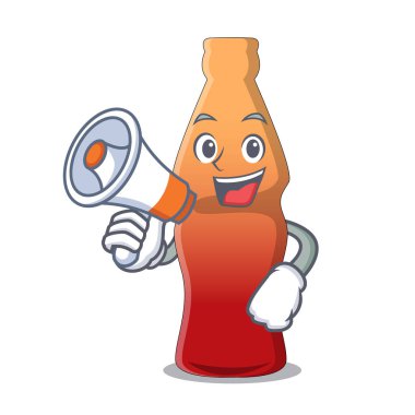 Megafon kola şişe jöleli şeker karakter karikatür ile