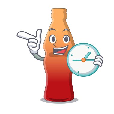Saat kola şişe jöleli şeker karakter karikatür ile