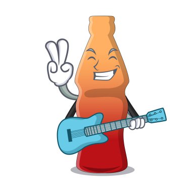 Gitar kola şişe jöleli şeker maskot karikatür ile