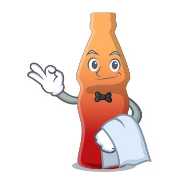 Jöleli şeker maskot karikatür garson kola şişe