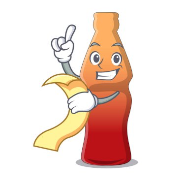 Menü kola şişe jöleli şeker maskot karikatür ile