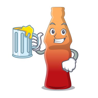 Suyu kola şişe jöleli şeker maskot karikatür ile