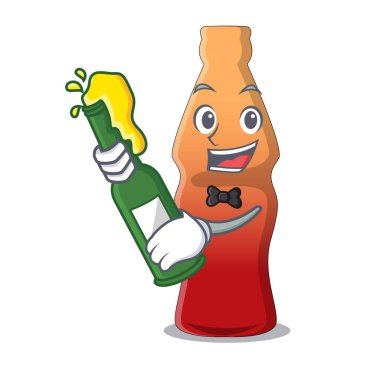 Bira kola şişe jöleli şeker maskot karikatür ile