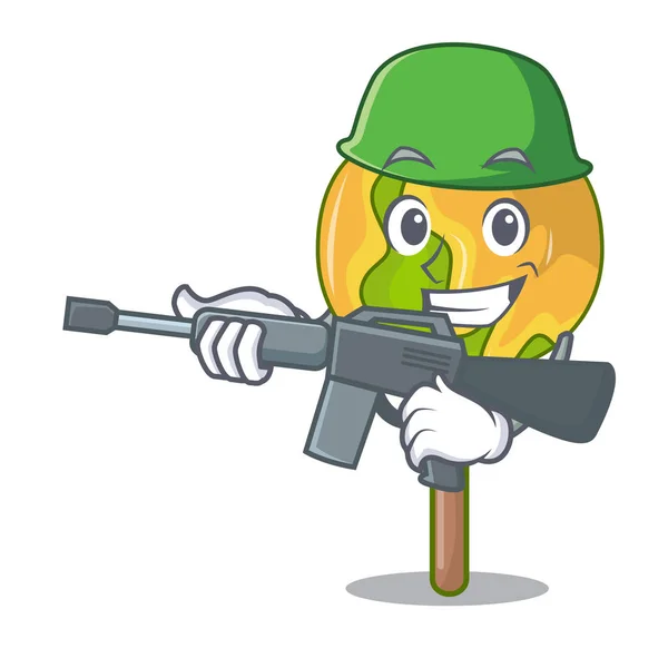 Ejército caramelo manzana personaje de dibujos animados — Vector de stock