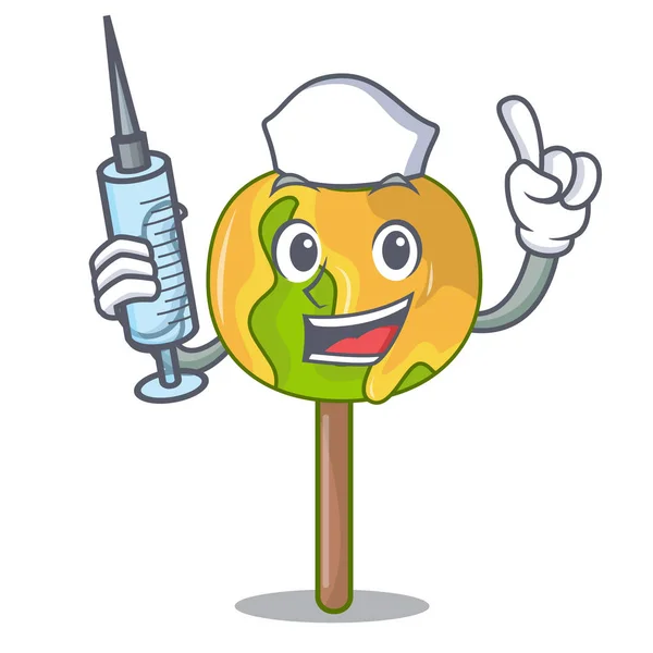 Zdravotní sestra candy apple znakové karikatury — Stockový vektor