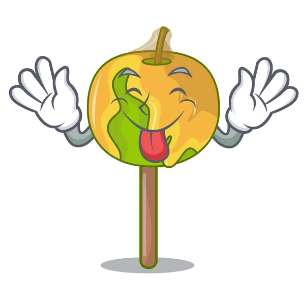 ลิ้นออกลูกอมแอปเปิ้ลมัสคอตการ์ตูน — ภาพเวกเตอร์สต็อก