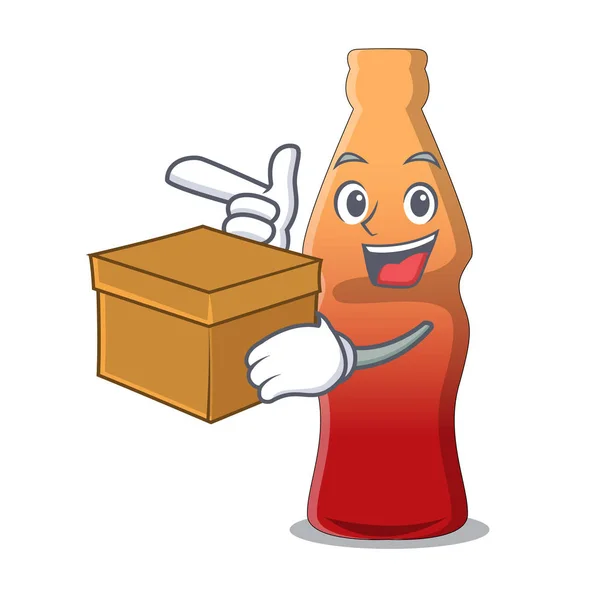 Kutu kola şişe jöleli şeker karakter karikatür ile — Stok Vektör