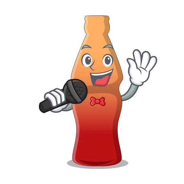 Chantant bouteille de cola gelée bonbons mascotte dessin animé — Image vectorielle