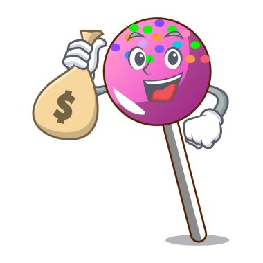 Para çantası lolipop ile sprinkles karakter karikatür ile