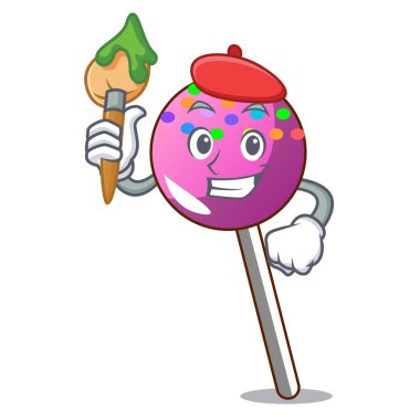 Karakter karikatür sanatçısı lolipop ile sprinkles