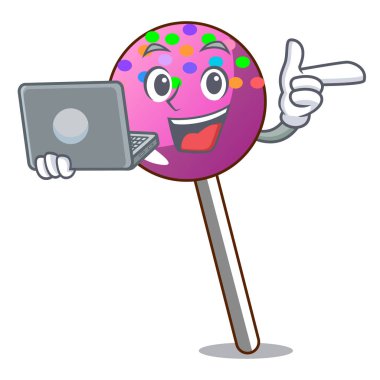 Laptop lolipop sprinkles karakter karikatür ile