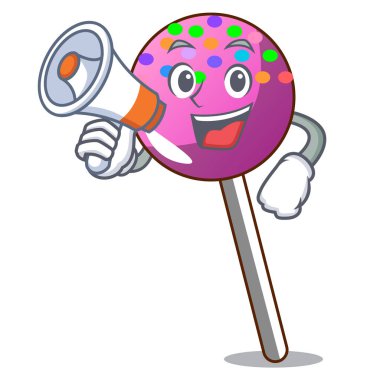Sprinkles karakter karikatür ile ile megafon lolipop