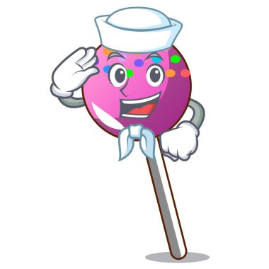 Denizci lolipop ile karakter karikatür sprinkles