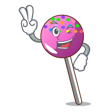 İki parmak lolipop şeker karakter karikatür vektör çizim ile